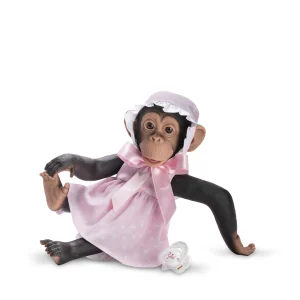 LOLA LA CHIMPANCÉ VESTIDODO ROSA ESTRELLAS BLANCAS