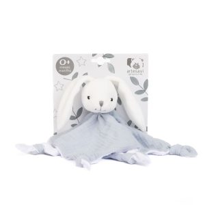 DOUDOU CONEJO MUSELINA AZUL 25X25 CM