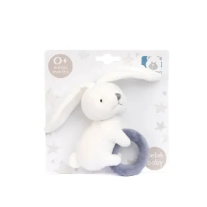 SONAJERO CONEJITO BLANCO Y AZUL 15CM