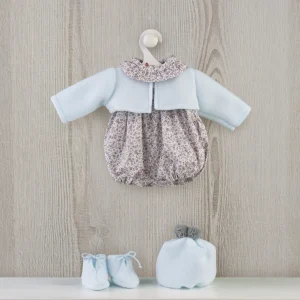 PELELE LEO FLORES GRISES CON CHAQUETA CELESTE