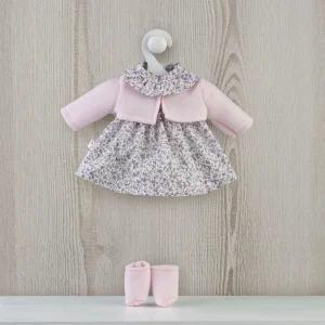 VESTIDO GUILLE FLORES GRISES CHAQUETA ROSA