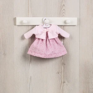 VESTIDO GUILLE FLORES ROSA CON CHAQUETA PUNTO