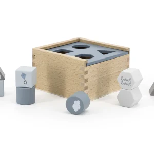 CAJA FORMAS MADERA AZUL