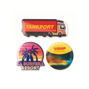 Pins de solapa de forma personalizada con impresión a todo color. MPIN04