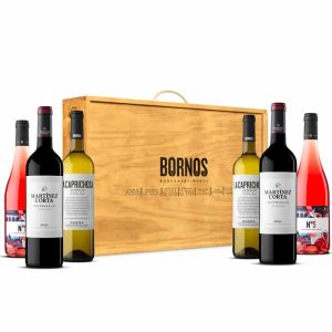 Selección 4 – Caja Madera 6 bot. (2 La Caprichosa, 2 Señorío de Sarría Nº5 y 2 Martínez Corta Crianza)